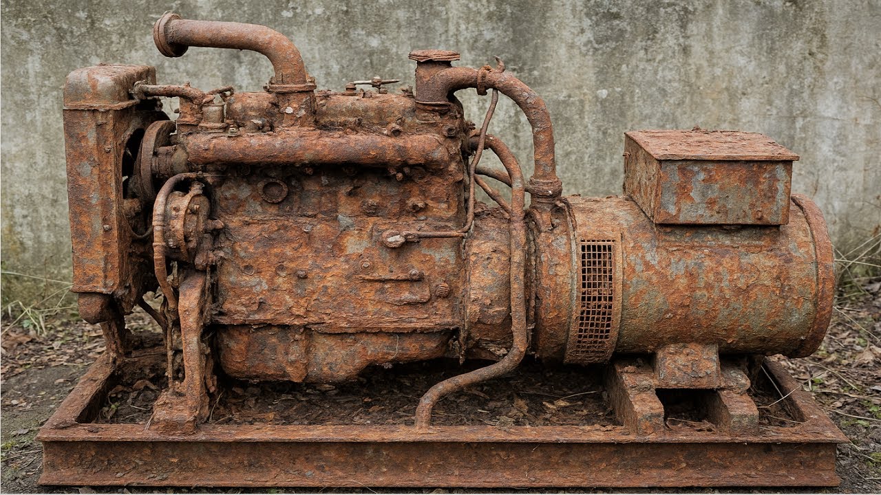 Restoring an Old Diesel Engine Generator with Damaged Parts: Complete Overhaul and Revival Project