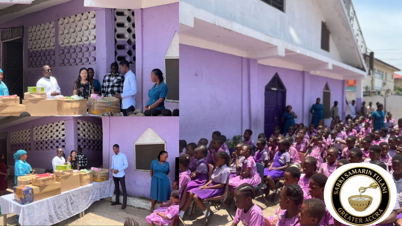 SARKIN SAMARIN OF GREATER ACCRA IN COLLABRATION WITH CHINA MALL DONATES LEARNING MATERIALS TO SCHOOL