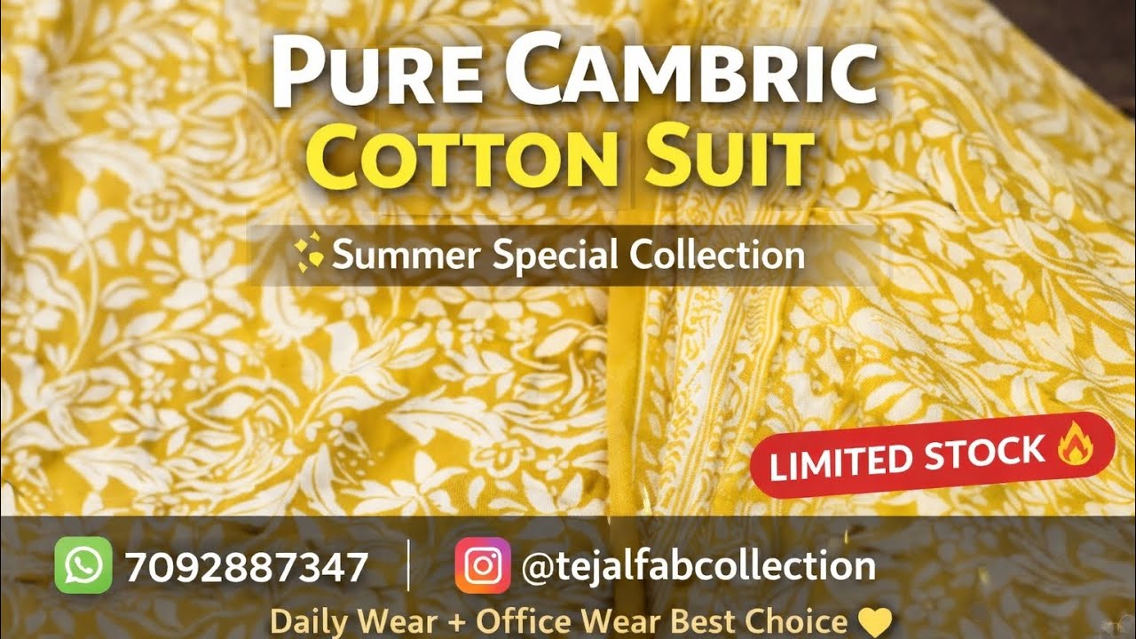 😱550/-Special Cambric cotton Suits🌸Office &DailyWear Order👉7982887347 #TejalFabcollection#wholesale 