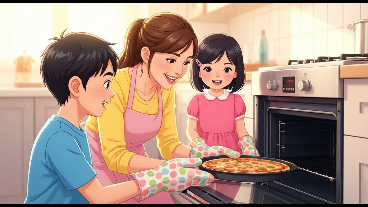 Kids Make Pizza with Mom 👩‍👧‍👦 | Healthy Habits & Fun Cooking Story #pizza #kids #video #learning