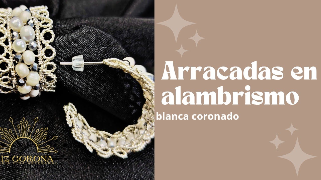 arracadas con perlas en alambrismo