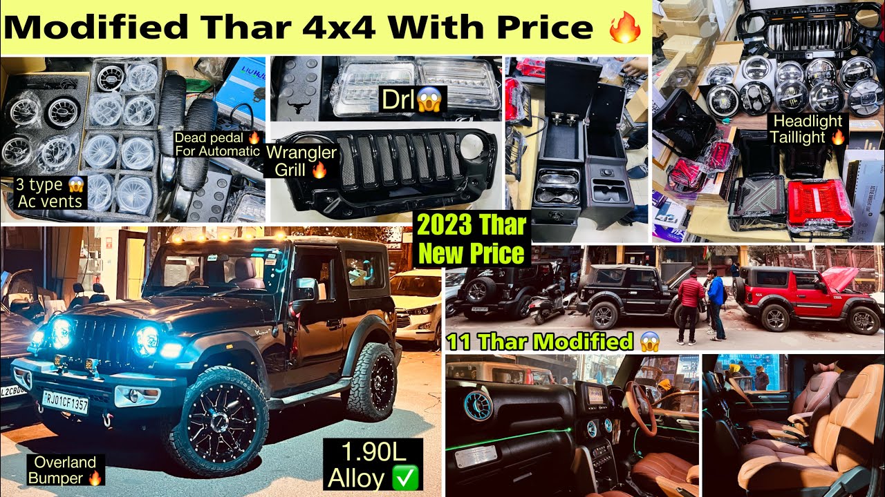 Thar 2023 modification 🤩 Thar modification with Price, bumper, headlight, taillight, alloy 1.90L