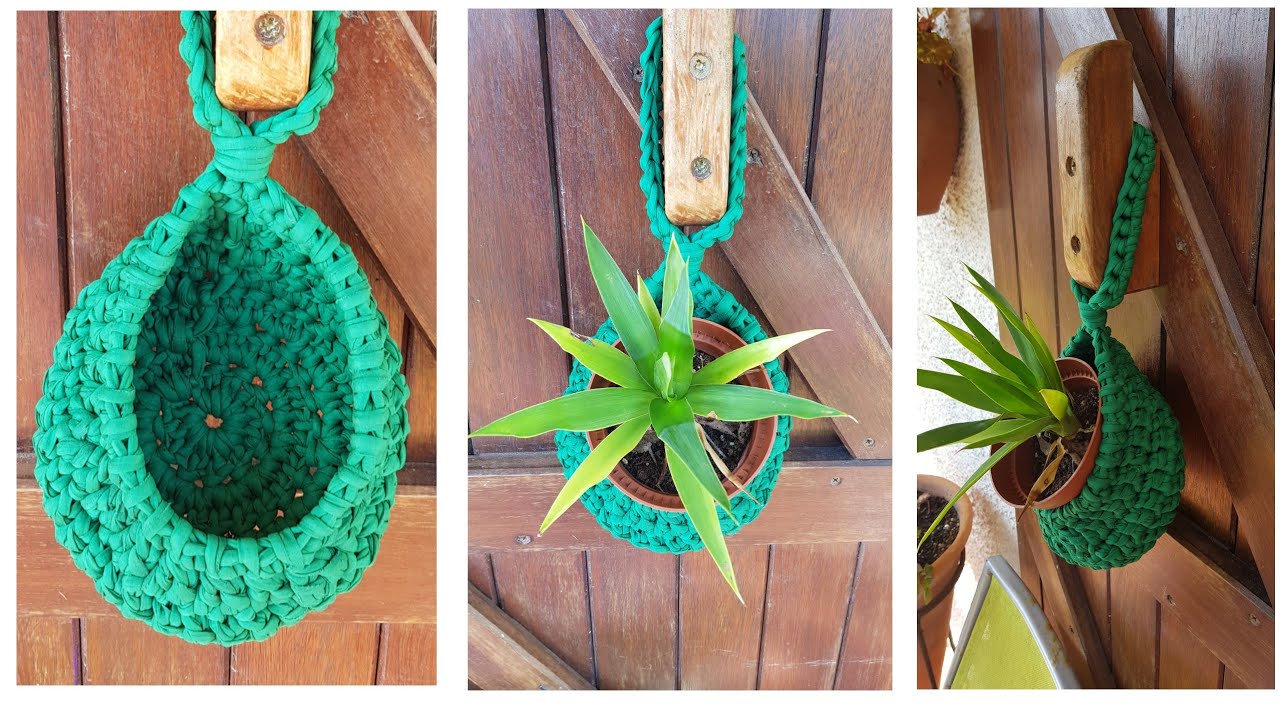 How to Crochet a Hanging Basket, a Plant Holder. Home Decor Ideas