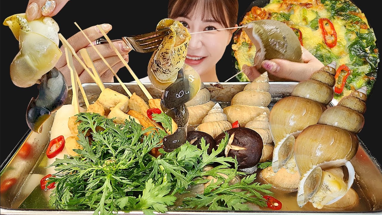 Паровая морская облыдка (Whelk) Суп + Soju 🍶 Звуки для еды MUKBANG