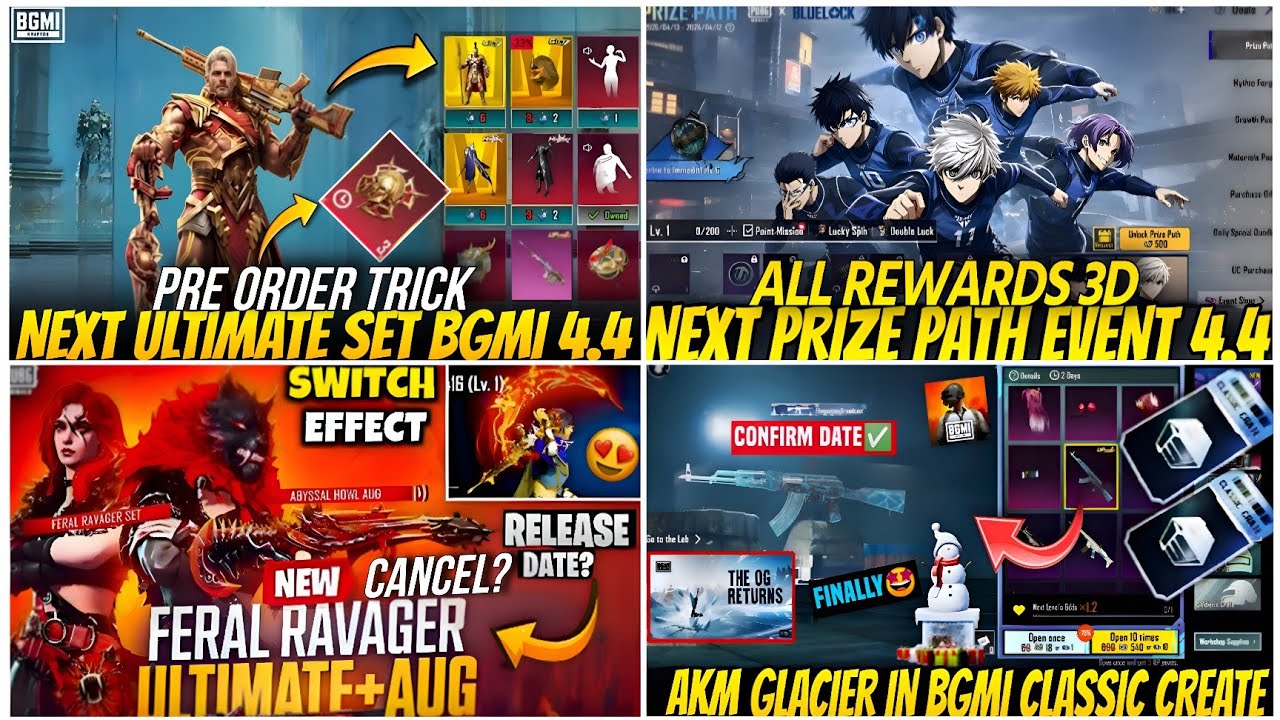 🔴NEXT ULTIMATE SET BGMI 4.4😍| BGMI NEXT PRIZE PATH EVENT🔥| AKM GLACIER IN CLASSIC CRATE🥶| AUG RETURN