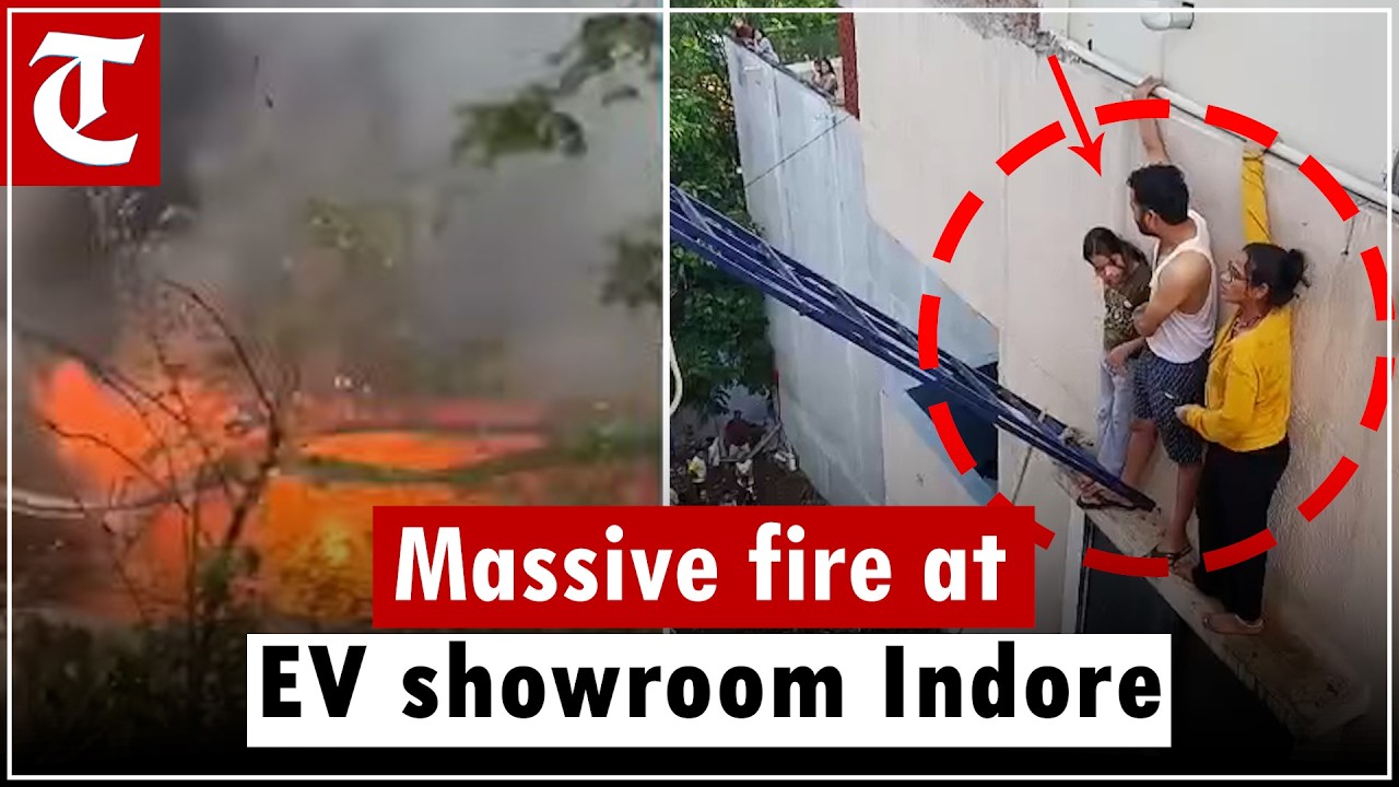Indore: Mass Fire Breaks Out at EV Showroom in Scheme 136, Residents Rescued Using Ladders and Ropes