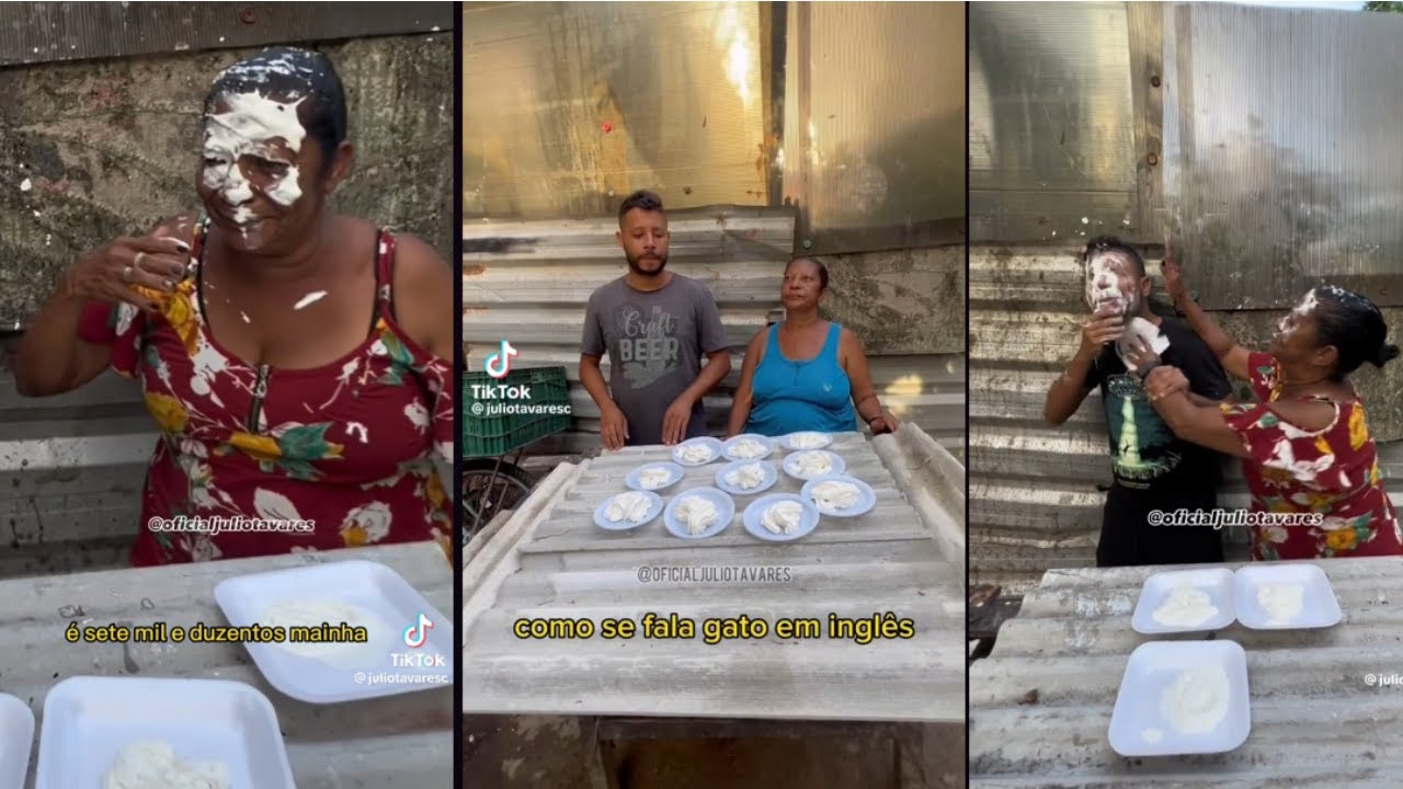Os melhores vídeos da semana - TIKTOK - Julio Tavares - Julio Tavares e sua mãe torta na cara