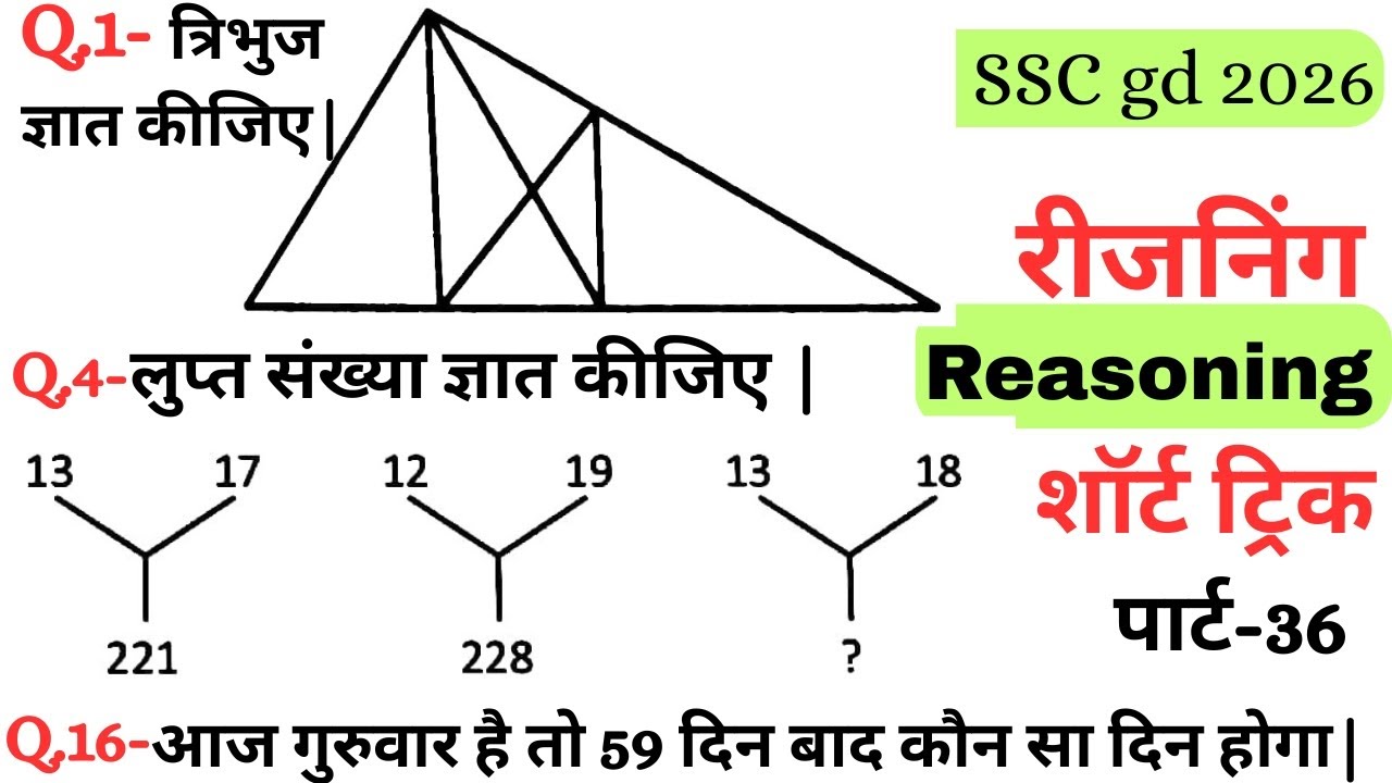 Reasoning प्रैक्टिस Set–36|| SSC gd reasoning|| ntpc reasoning|| reasoning||  reasoning practice set