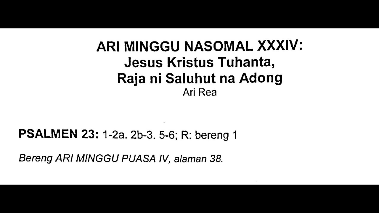 [Batak Toba] Minggu, 26 November 2023 -  ARI REA JESUS KRISTUS TUHANTA, RAJA NI SALUHUT NA ADONG - A
