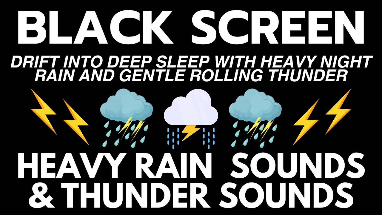 Drift into Deep Sleep with Heavy Night Rain and Gentle Rolling Thunder | 12 Hours - Beat Insomnia