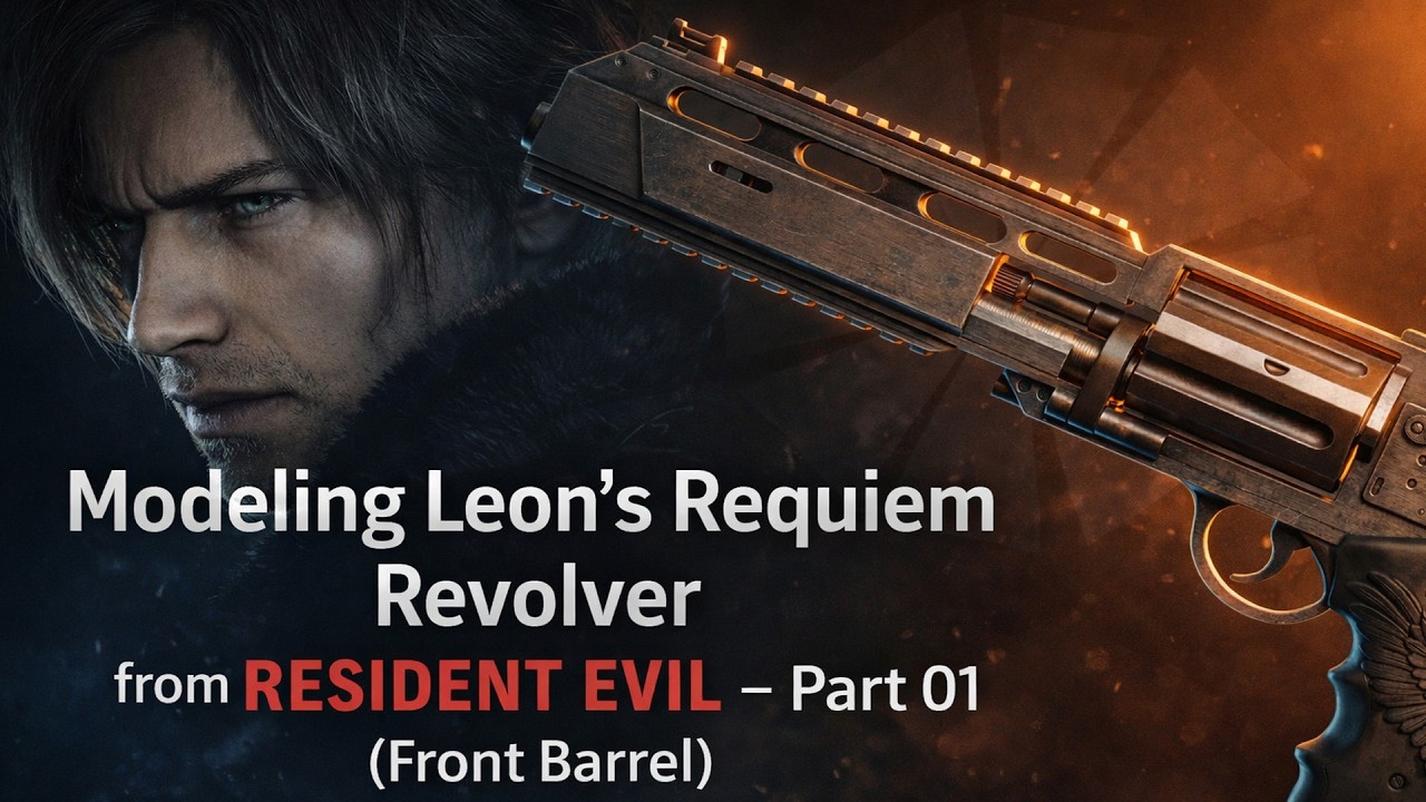 Modeling Leon&rsquo;s Requiem Revolver from Resident Evil &ndash; Part 01 (Front Barrel) #tutorial #blender3d