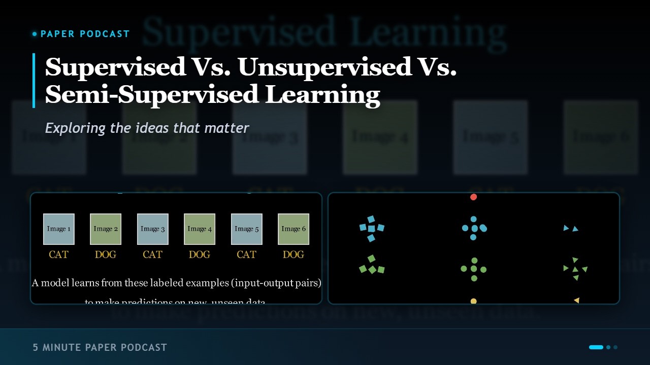 Visually Explained: Supervised Vs. Unsupervised Vs. Semi-Supervised Lear... | 5 Minute Paper Podcast