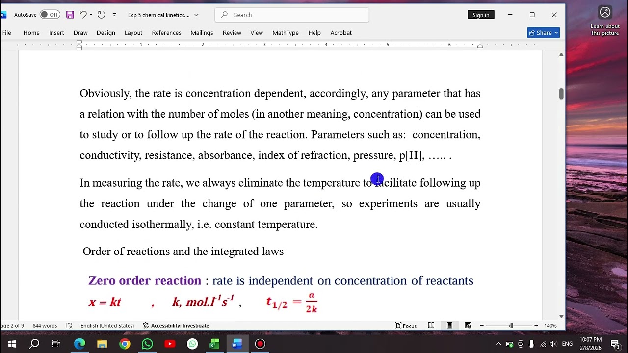 Practical Physical Chem Kinetics Exp 5