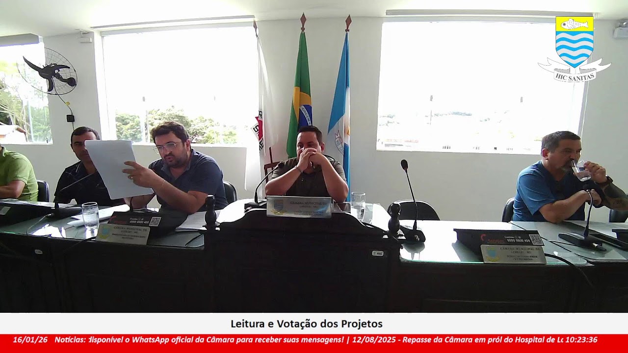 12ª reunião Extraordinária, Sexta-Feira, 16 de Janeiro de 2026 - Câmara Municipal de Lambari