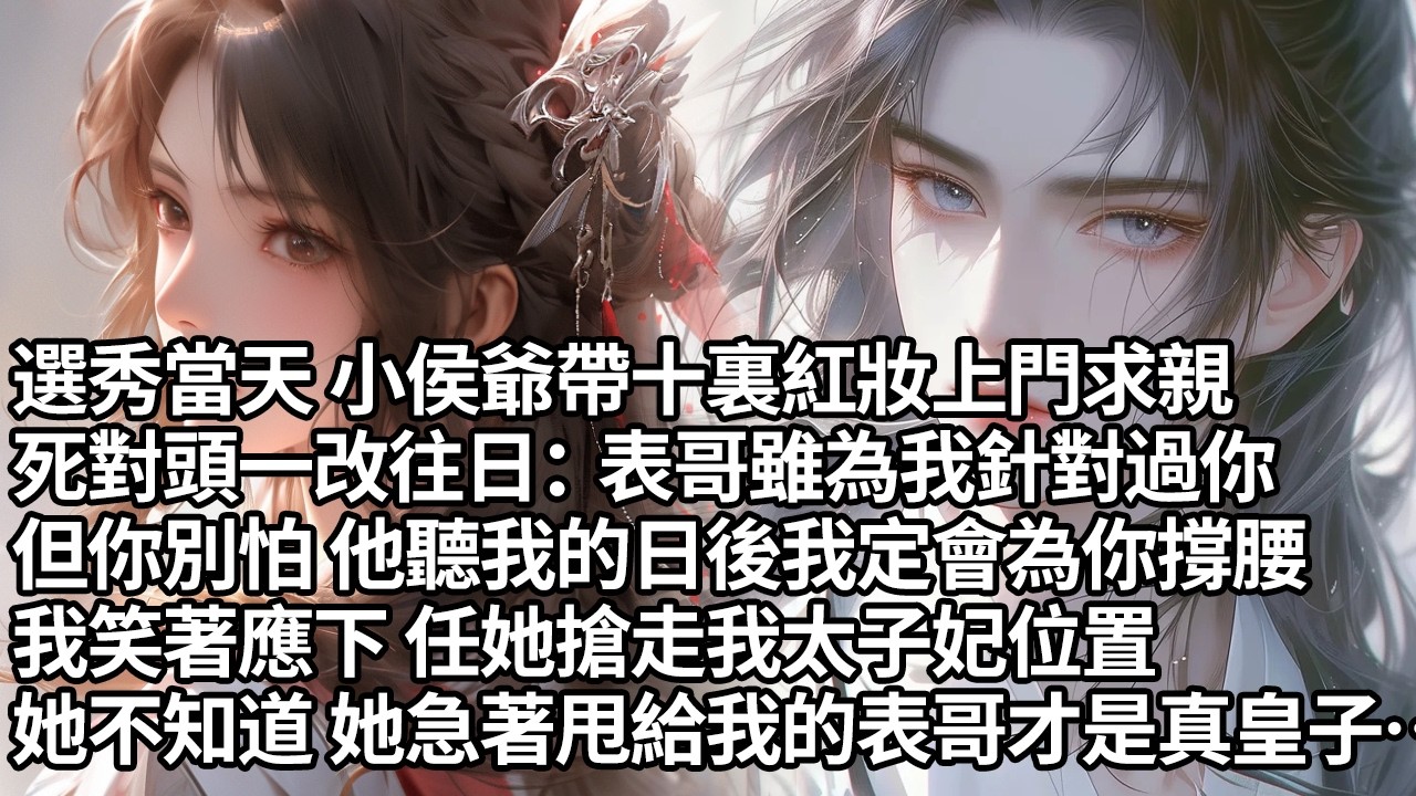 【一口氣看完】選秀當天 小侯爺帶十裏紅妝上門求親，死對頭一改往日：表哥雖為我針對過你，但你別怕 他聽我的日後我定會為你撐腰，我笑著應下 任她搶走我太子妃位置，她不知道 她急著甩給我的表哥才是真皇子…