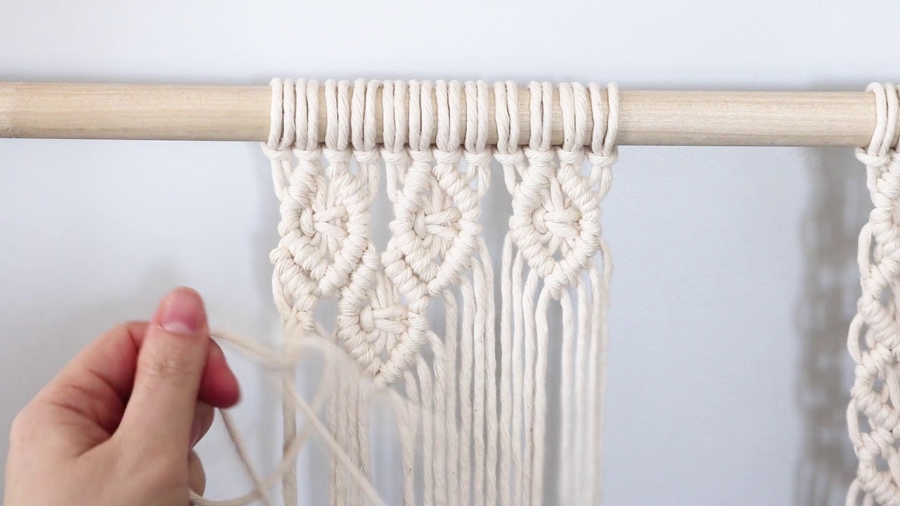 Macrame Pattern Tutorial No. 4 Diamond Mesh Pattern