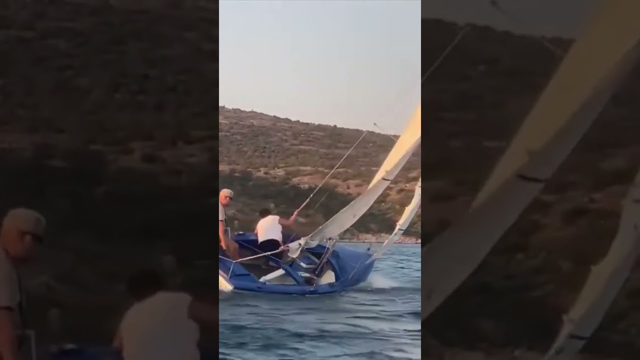 Sudden windgust while dinghy sailing in Aegean Sea #wayfarersailboat #centerboardsailing