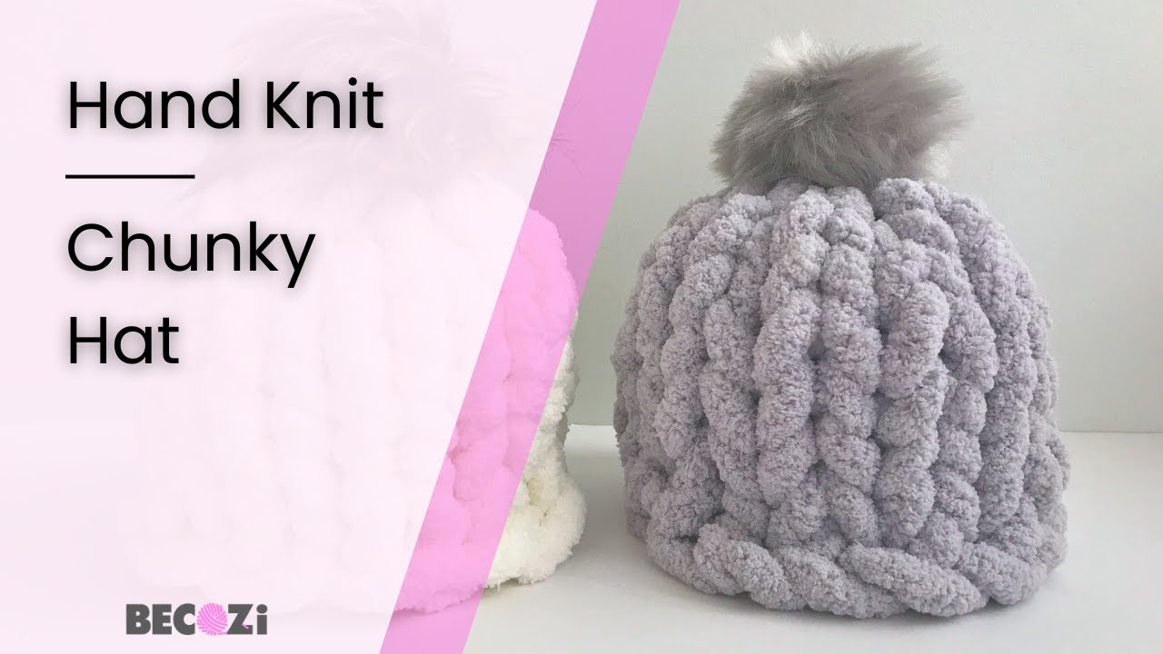 HAND KNIT A CHUNKY HAT/BEANIE HAT