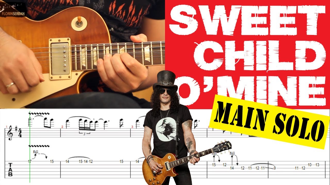 [TAB] Sweet Child O'Mine SOLO 3 (MAIN SOLO) Guitar Lesson - GNR (Slash) | Slow Tempo Guitar Tutorial