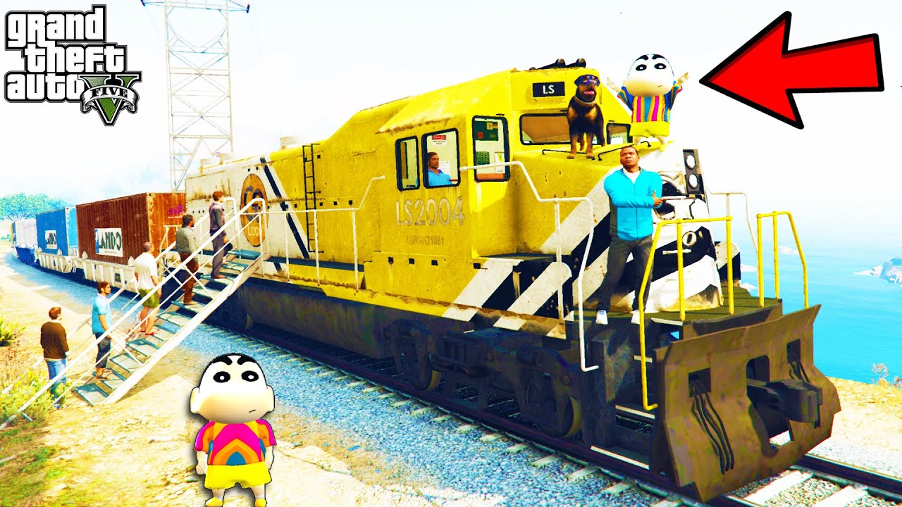 Franklin First Train Experience in GTA 5 | SHINCHAN and CHOP