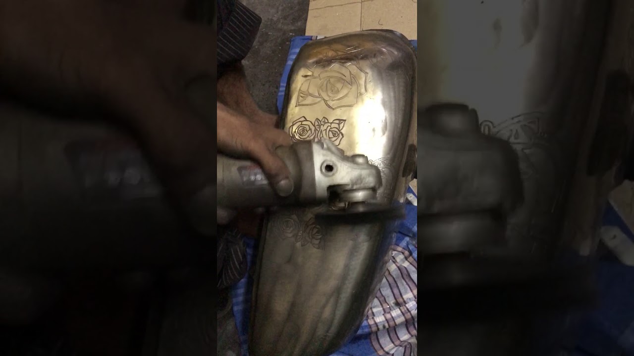 Fuel tank polishing after engraving by old school custom 1977