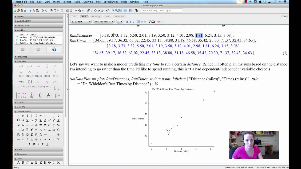 Plots Package in Maple: Fitting Linear Models to Data