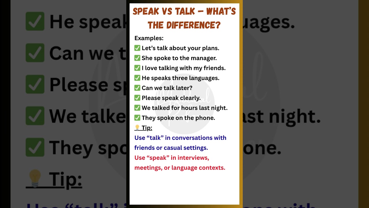 ✅ Speak vs Talk &ndash; What&rsquo;s the Difference? | English Speaking Tips