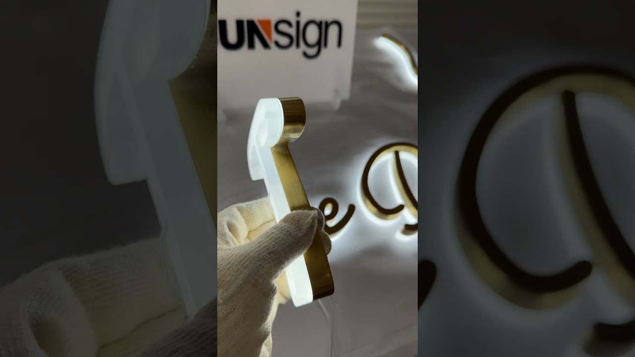 Backlit Channel Letters &ndash; Gold Painted Brushed Stainless Steel #ledsign #3d #stainlesssteel #acrylic