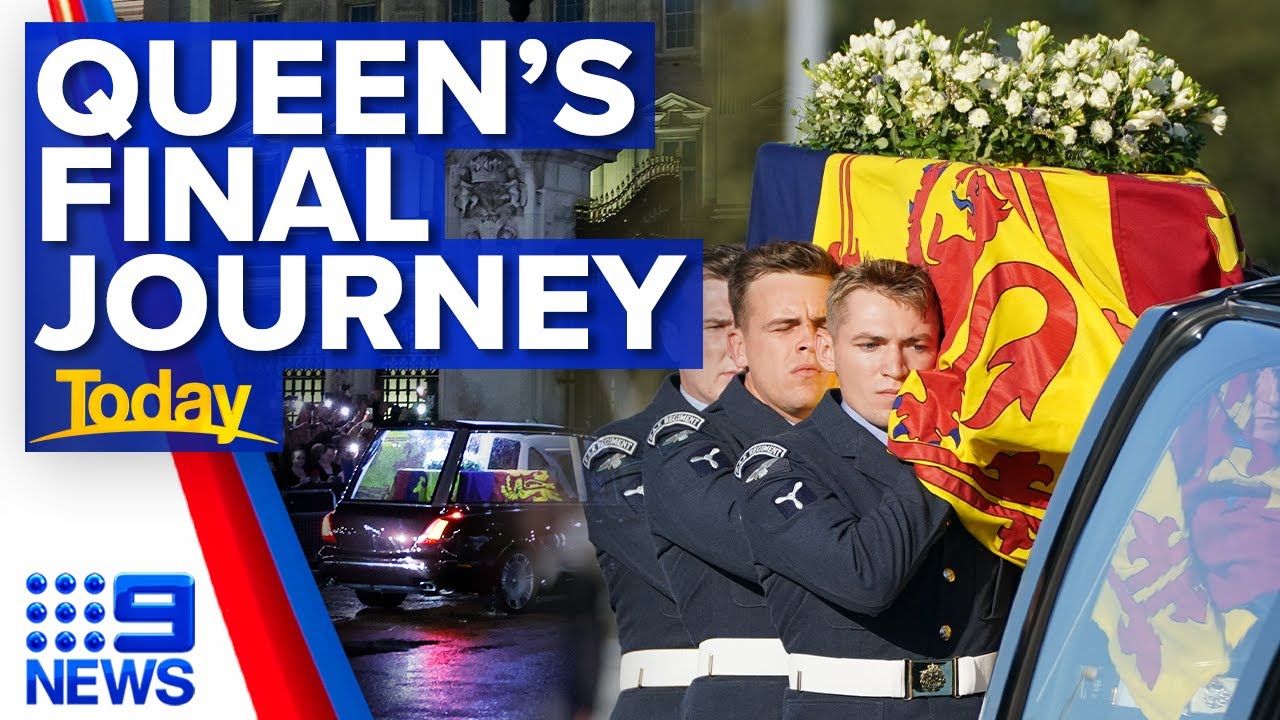 Queen's final journey from Edinburgh to London | 9 News Australia