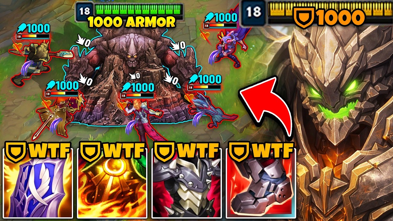The enemy picked a full AD team, so I stacked 1000 Armor on Malphite (99% DMG REDUCTION)