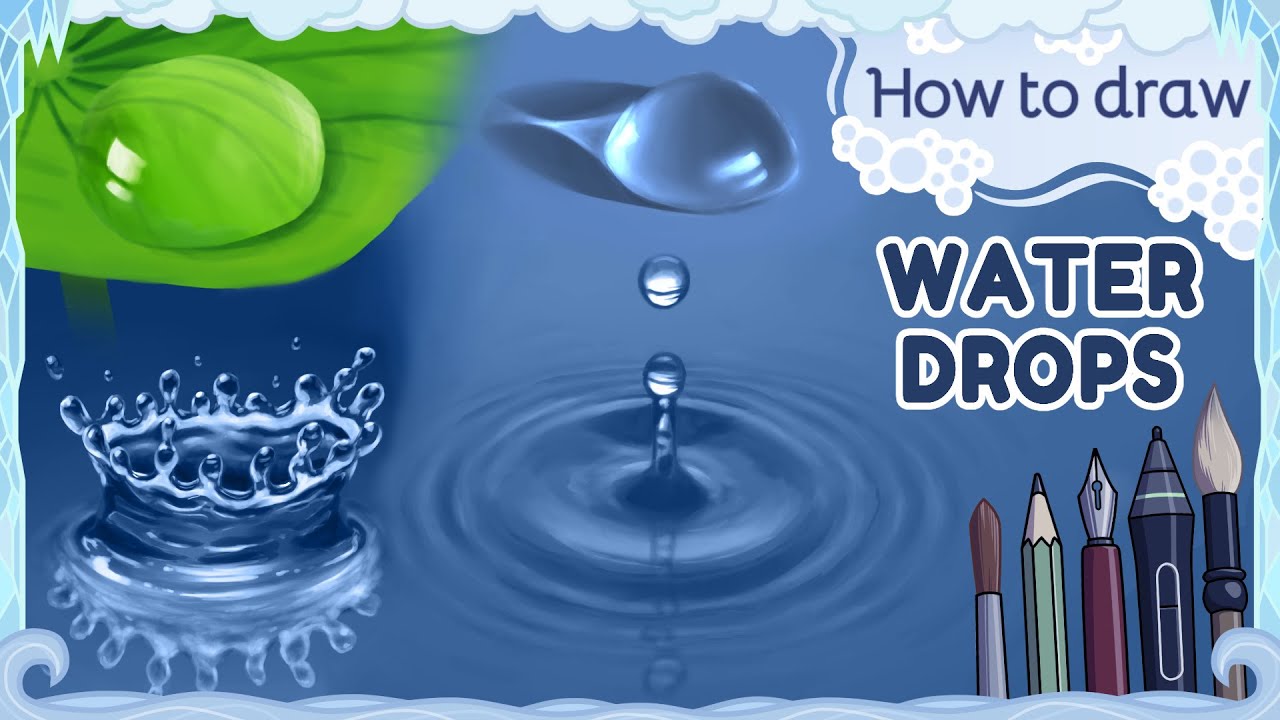 How to paint WATER DROPS - Step by Step Art Tutorial