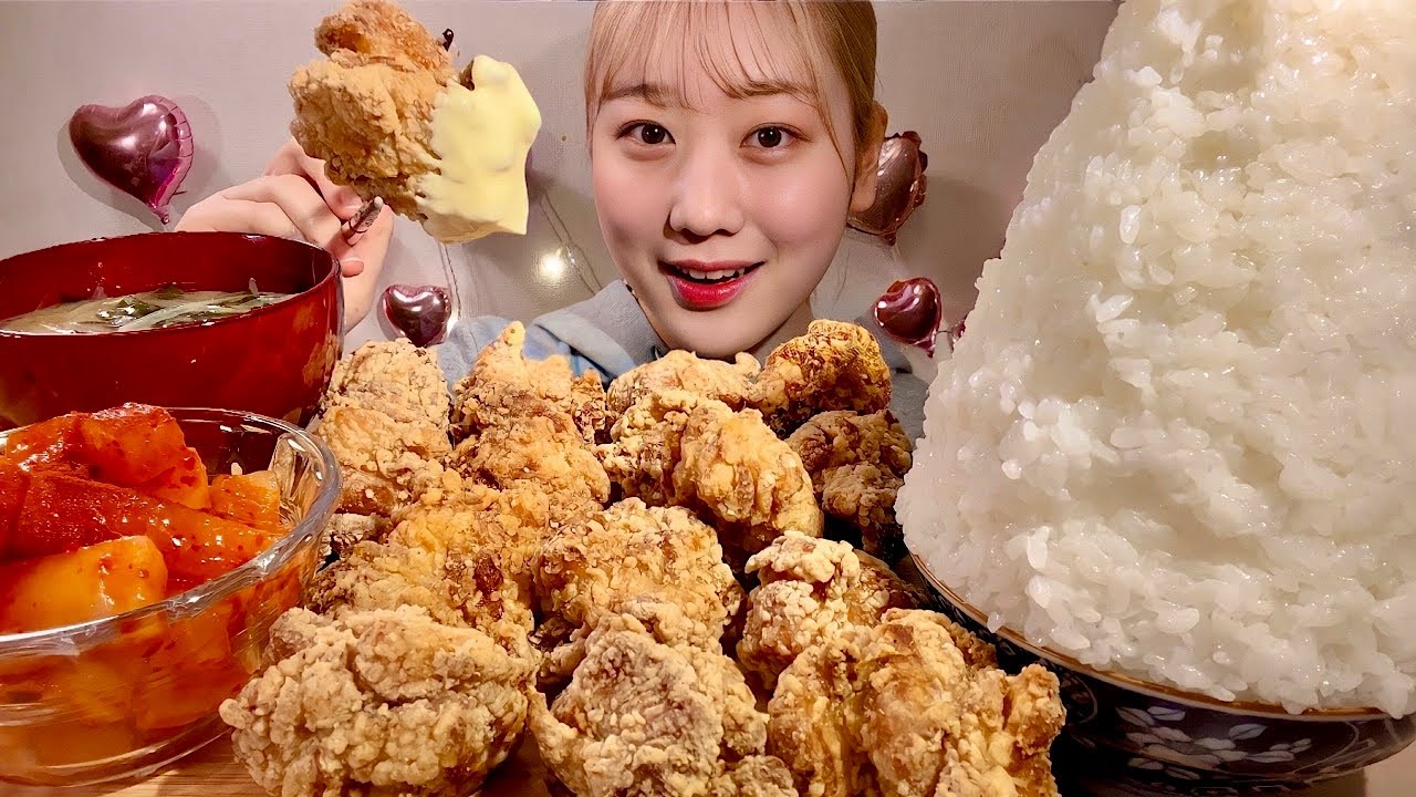 ASMR Жареный цыпленок【русские субтитры】【Mukbang/ Eating Sounds】