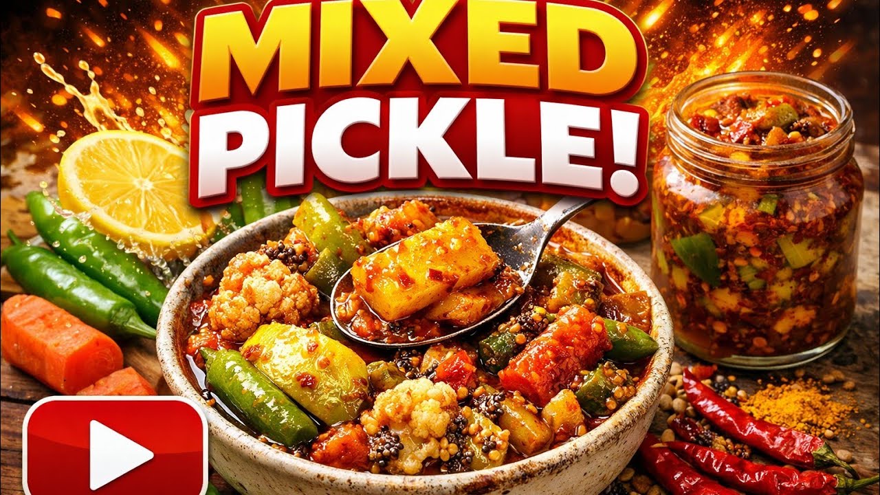 Homemade instant mixed pickle