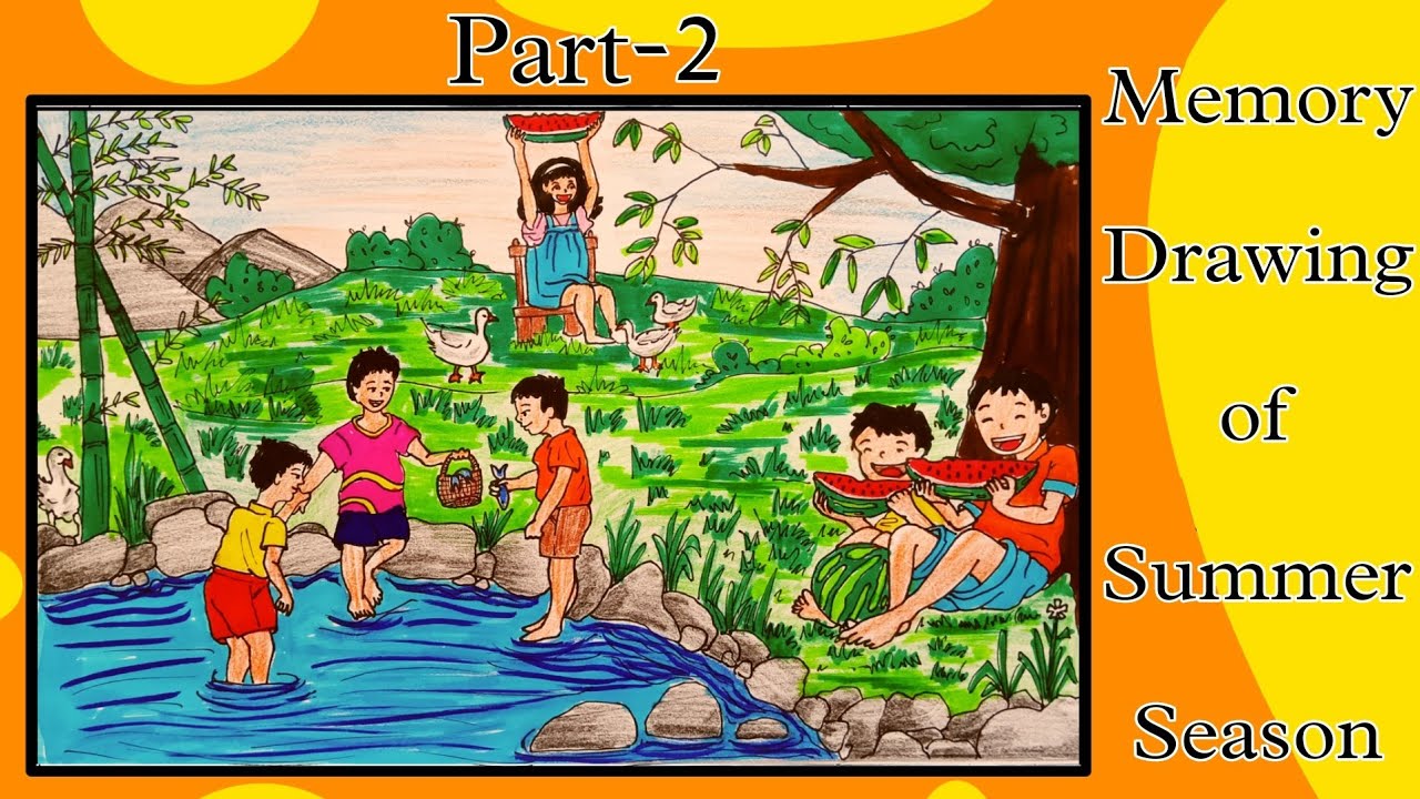 Drawing of summer vacation/summer season Drawing/memory Drawing/v art world