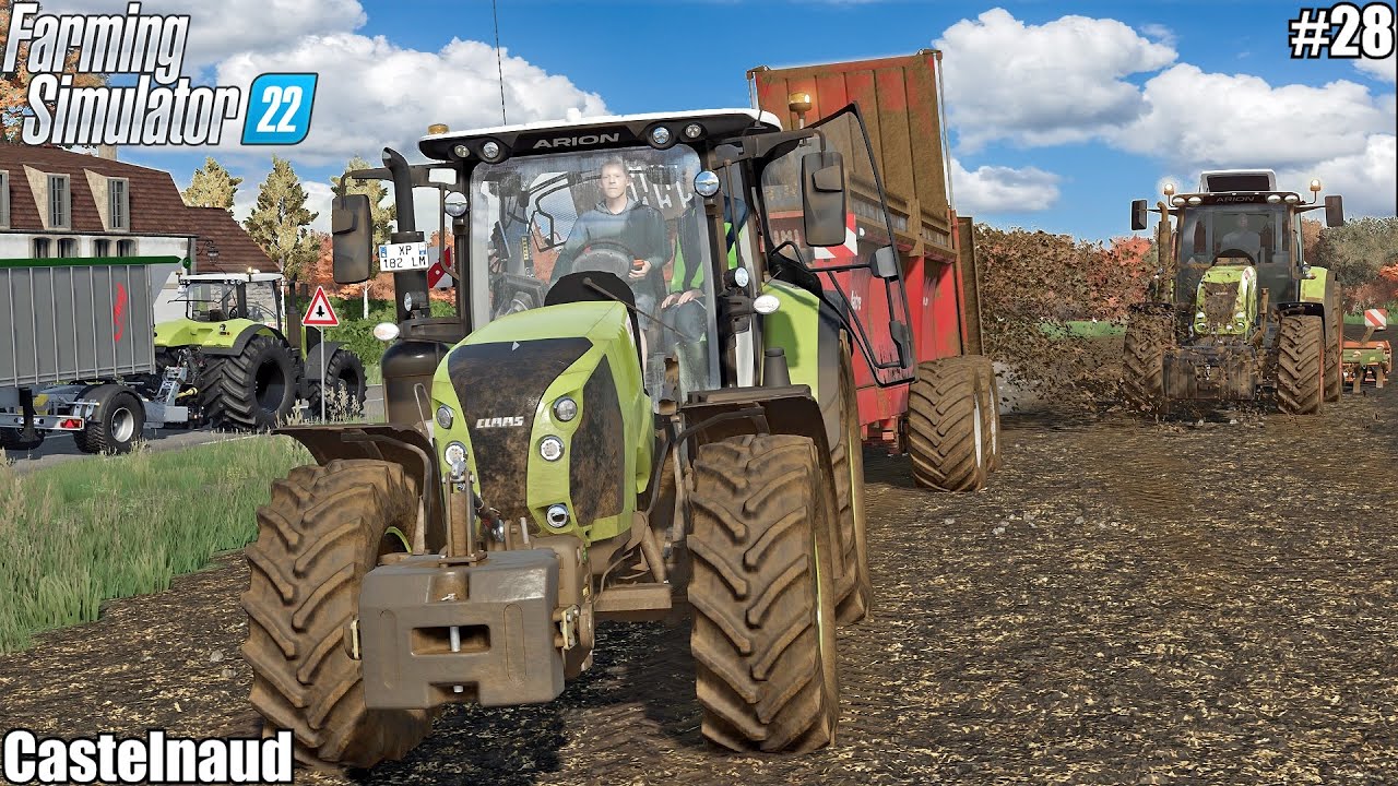 SPREADING MANURE W/ CLAAS AXION 960 & TELEHANDLER SCORPION 7055│CASTELNAUD│FS 22│28