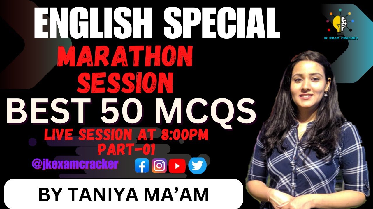 ENGLISH SPECIAL || MARATHON SESSION || TOP 50 MCQS || VLW EXAM || #jkssbvlw #jkssb