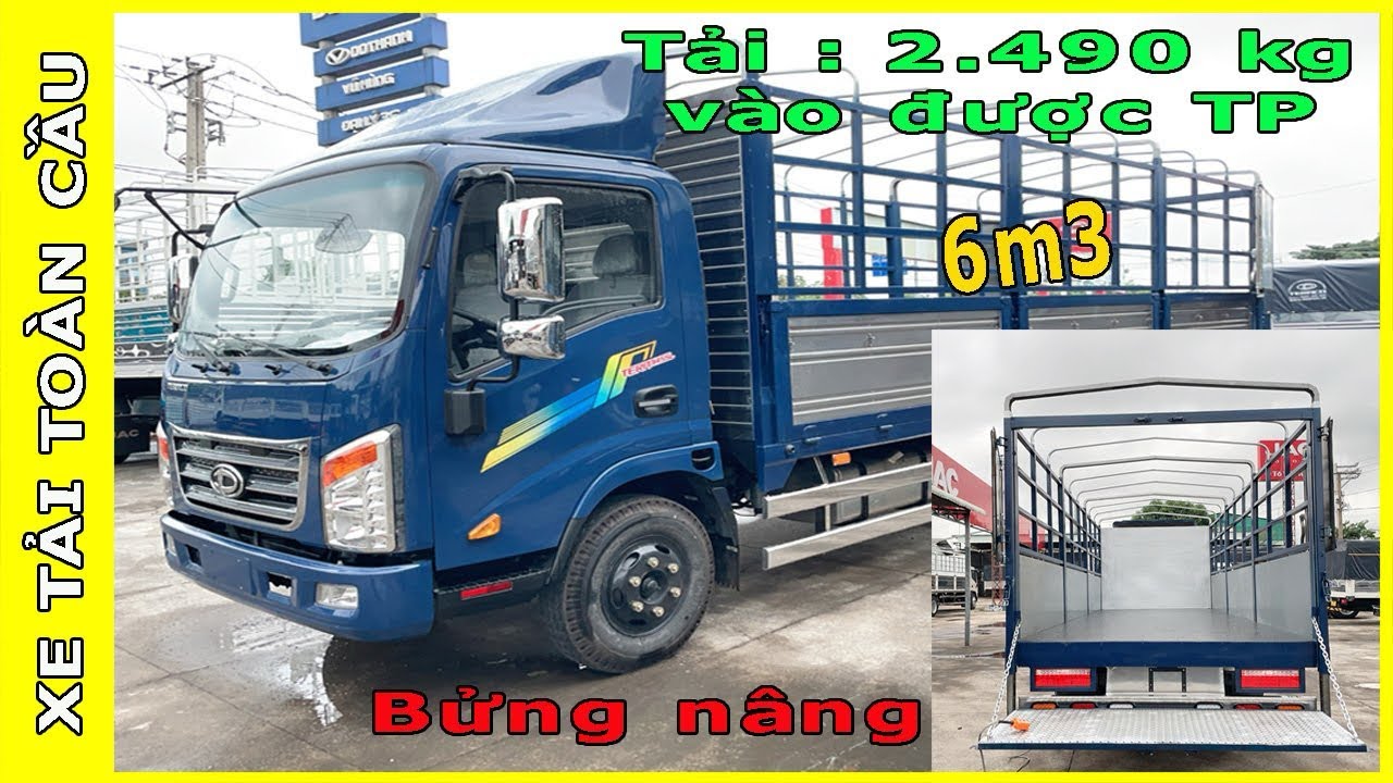 Xe tải Teraco 2.4 tấn thùng dài 6m3 có bửng nâng giá rẻ { thực tế chở được hơn 3 tấn }