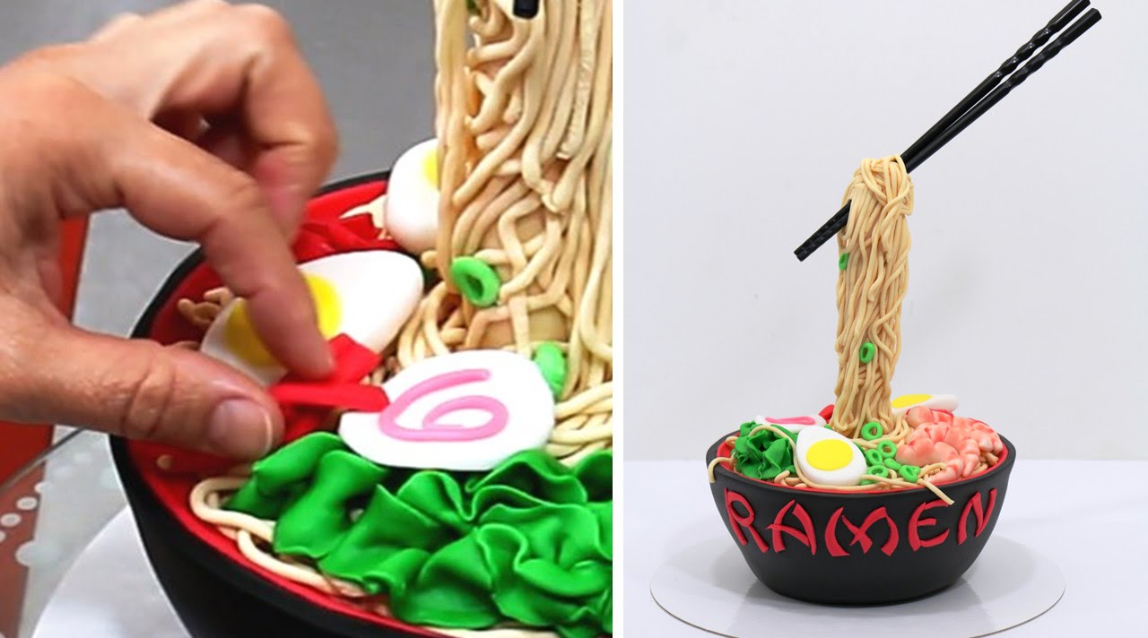 ANTI GRAVITY Ramen Cake - How To Make | FOOD SHAPED CAKE