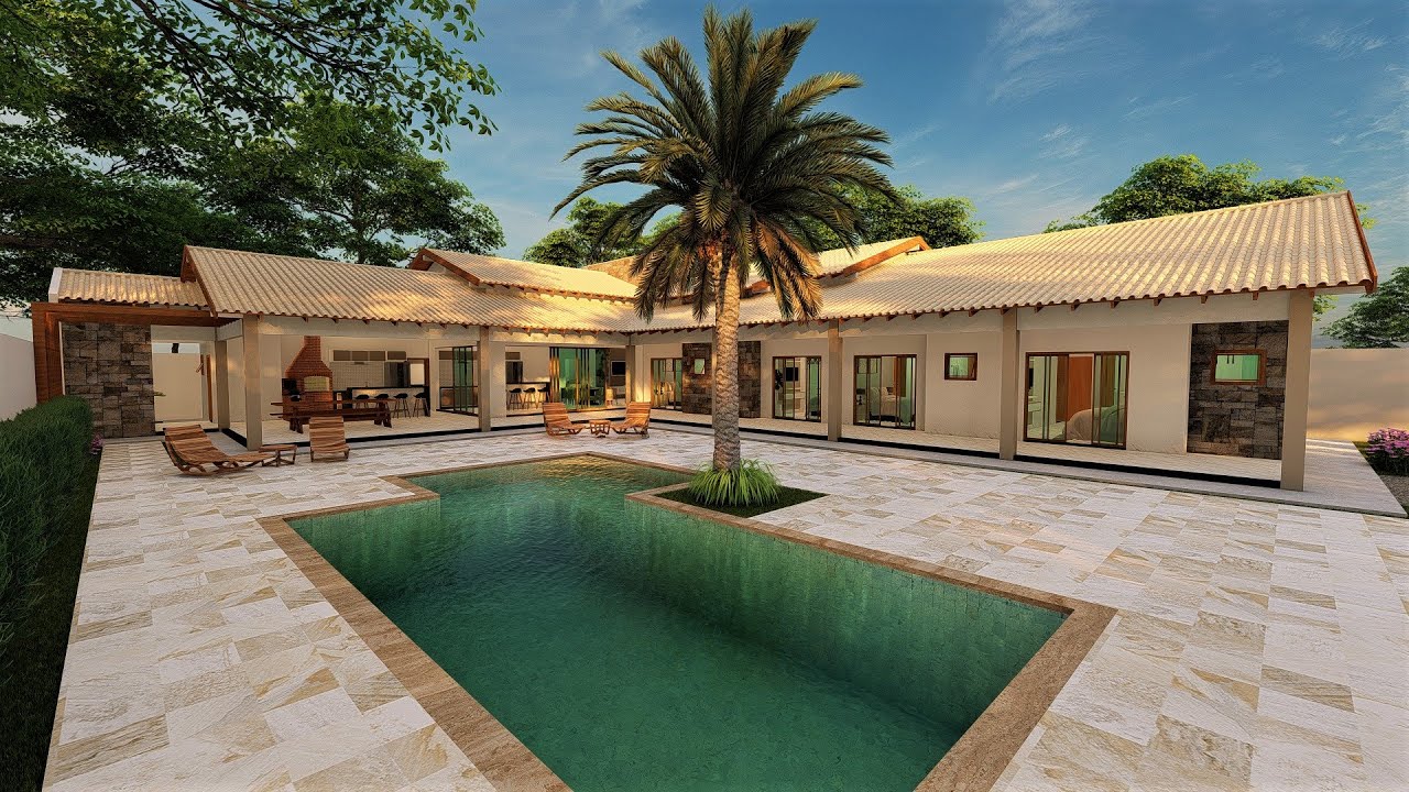 ( P - 068 ) CASA MODELO EM L COM 4 SUITES