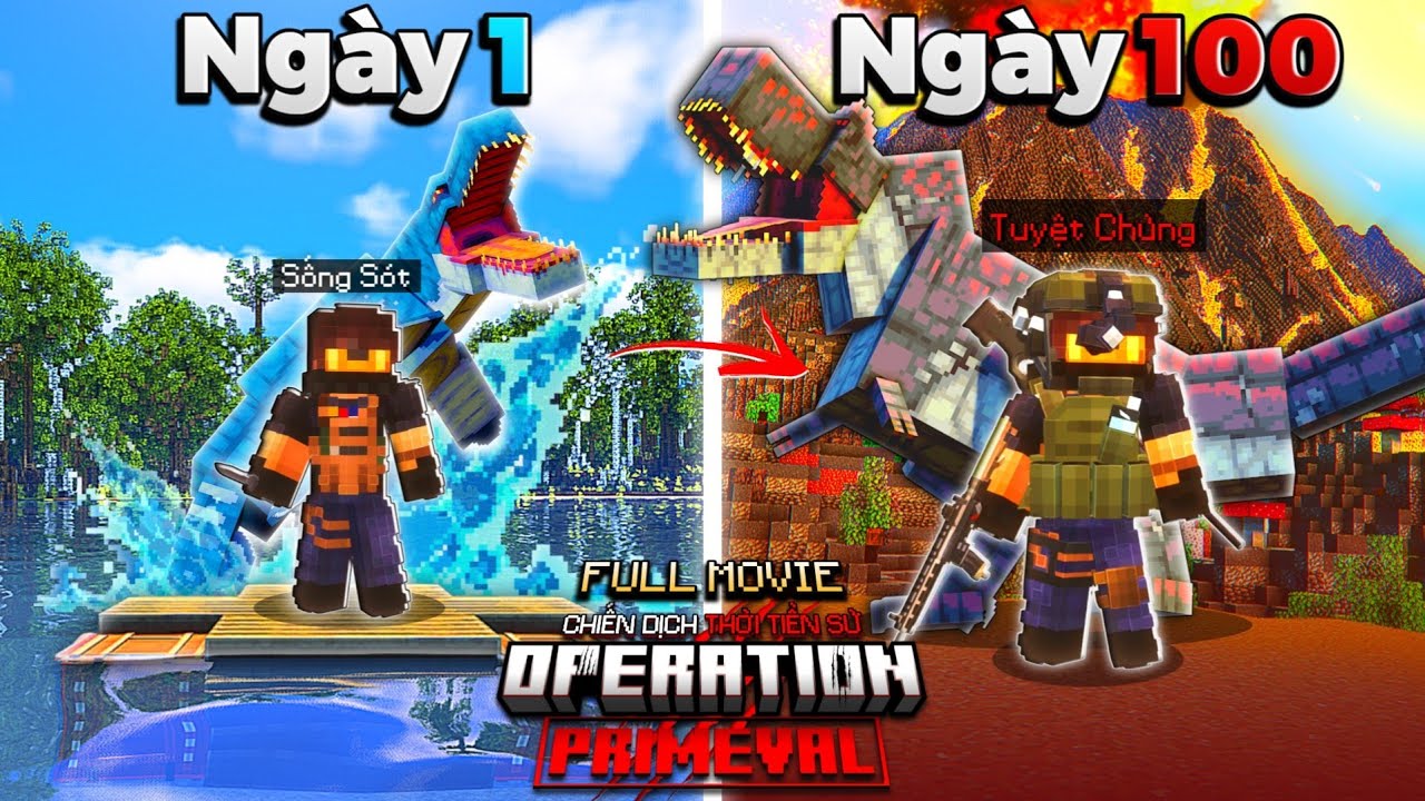 [FULL MOVIE] 100 NGÀY SINH TỒN TRÊN HÒN ĐẢO KHỦNG LONG - MINECRAFT CHIẾN DỊCH THỜI TIỀN SỬ!