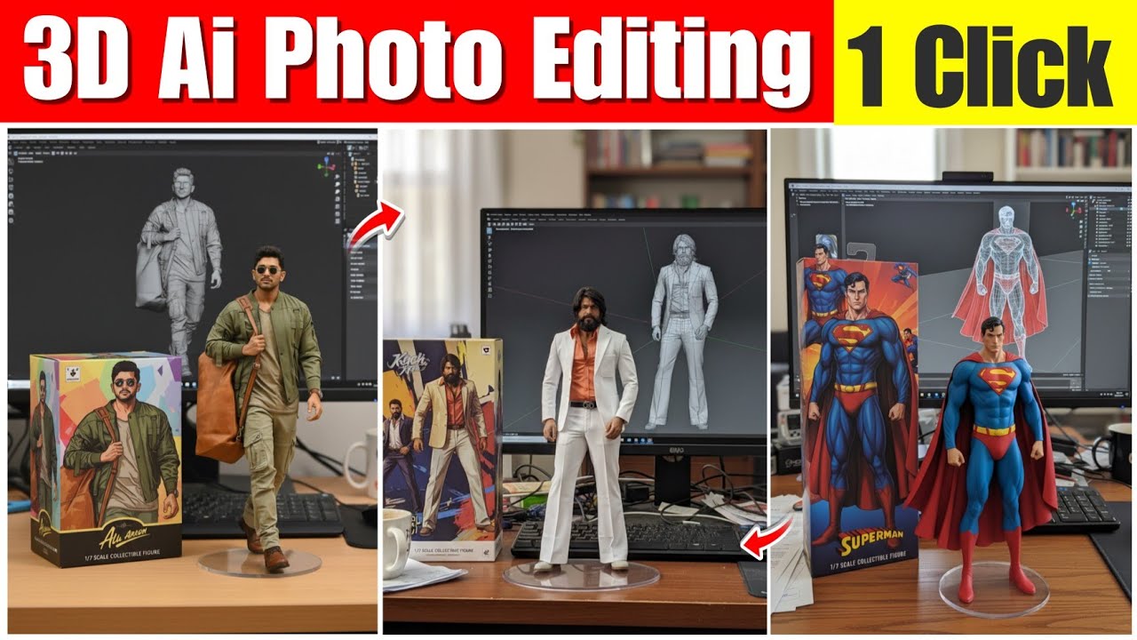 Trending 3d Ai photo editing tutorial | Gemini 3d Ai photo editing | Viral 3d model image tutorial