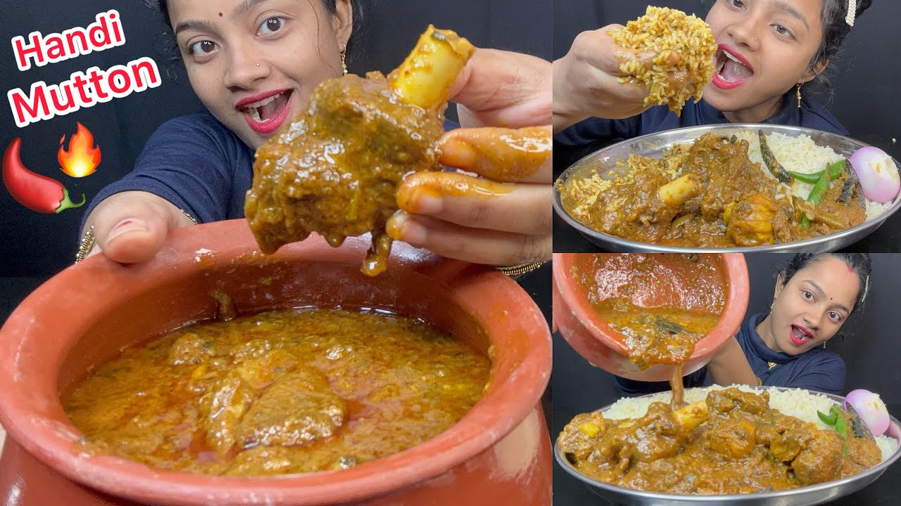 HANDI MUTTON EATING 😋🔥 BIG BITES 🌶️