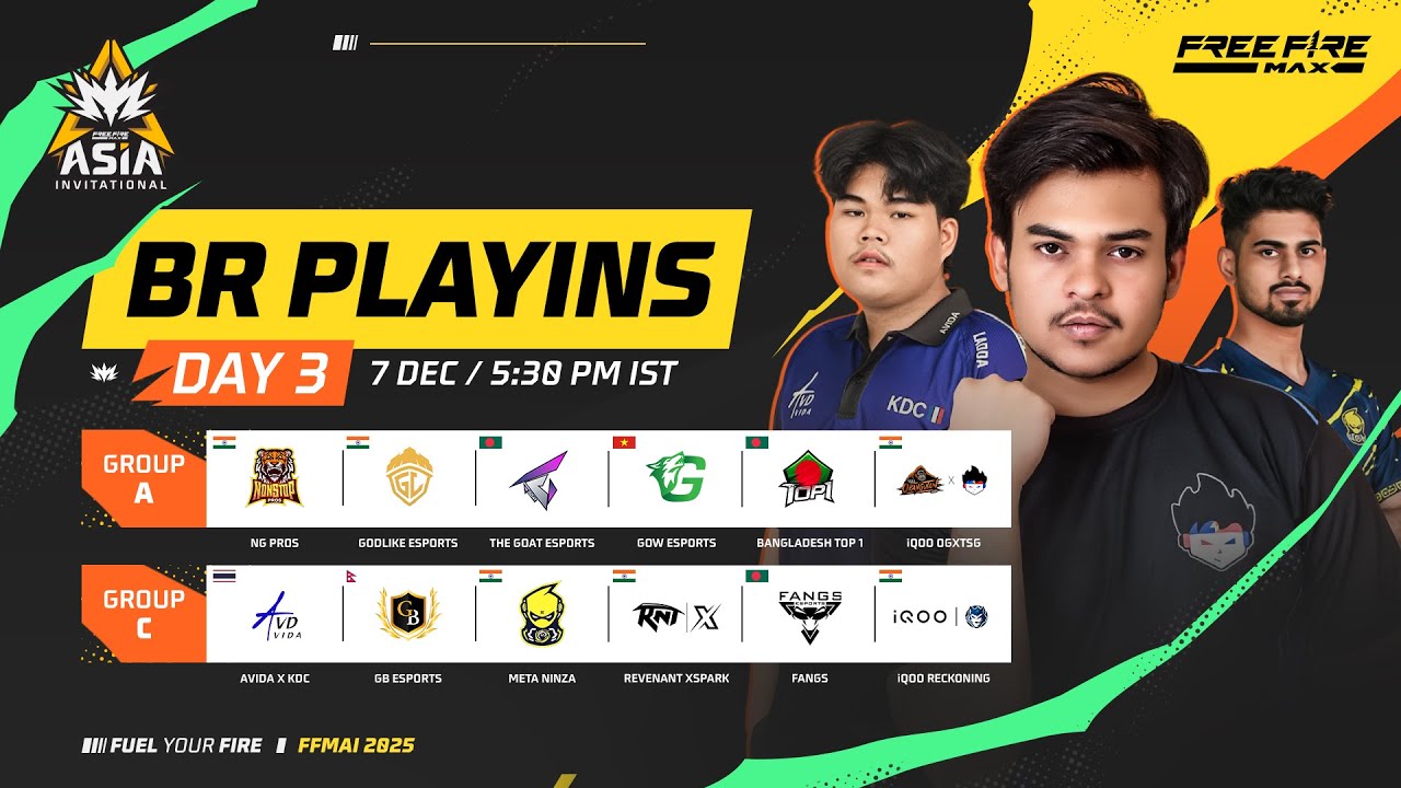 🔴 [NP] BR Play-Ins - Week 1 Day 3 | FFMAI 2025  |  Group A & C
