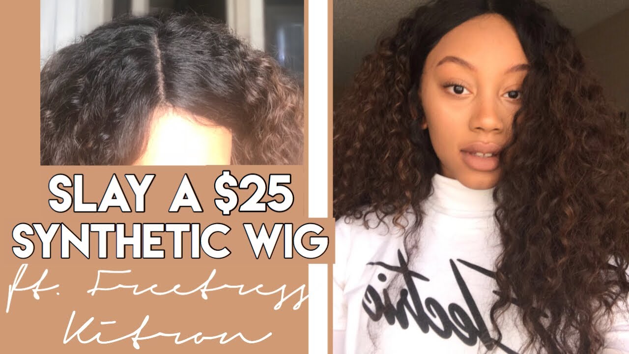 how to SLAY a $25 curly synthetic parting + wig! | Freetress Kitron OP430 | karmelkay