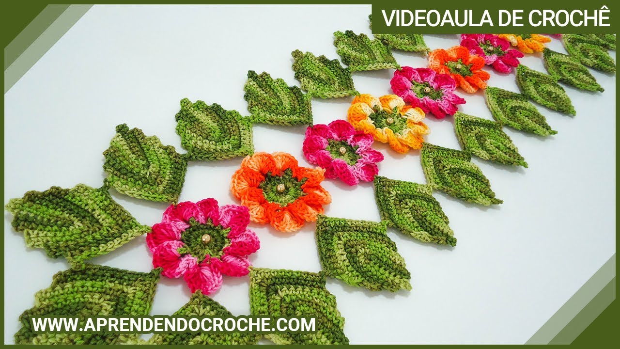 Caminho de Mesa em Croche Encantos da Natureza - Aprendendo Crochê