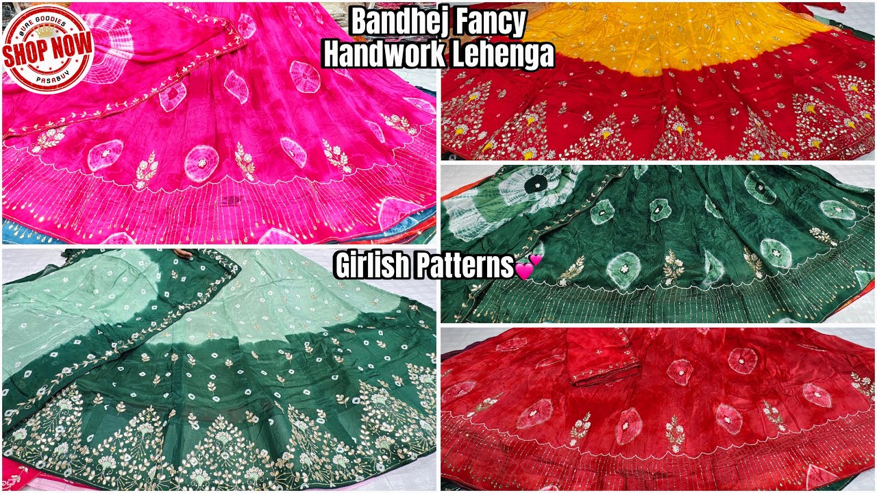 Необычная коллекция Bandhej Lehenga 🔥 Девичьи выкройки Lehenga 💞 Ручная работа Gota Patti Lehenga...