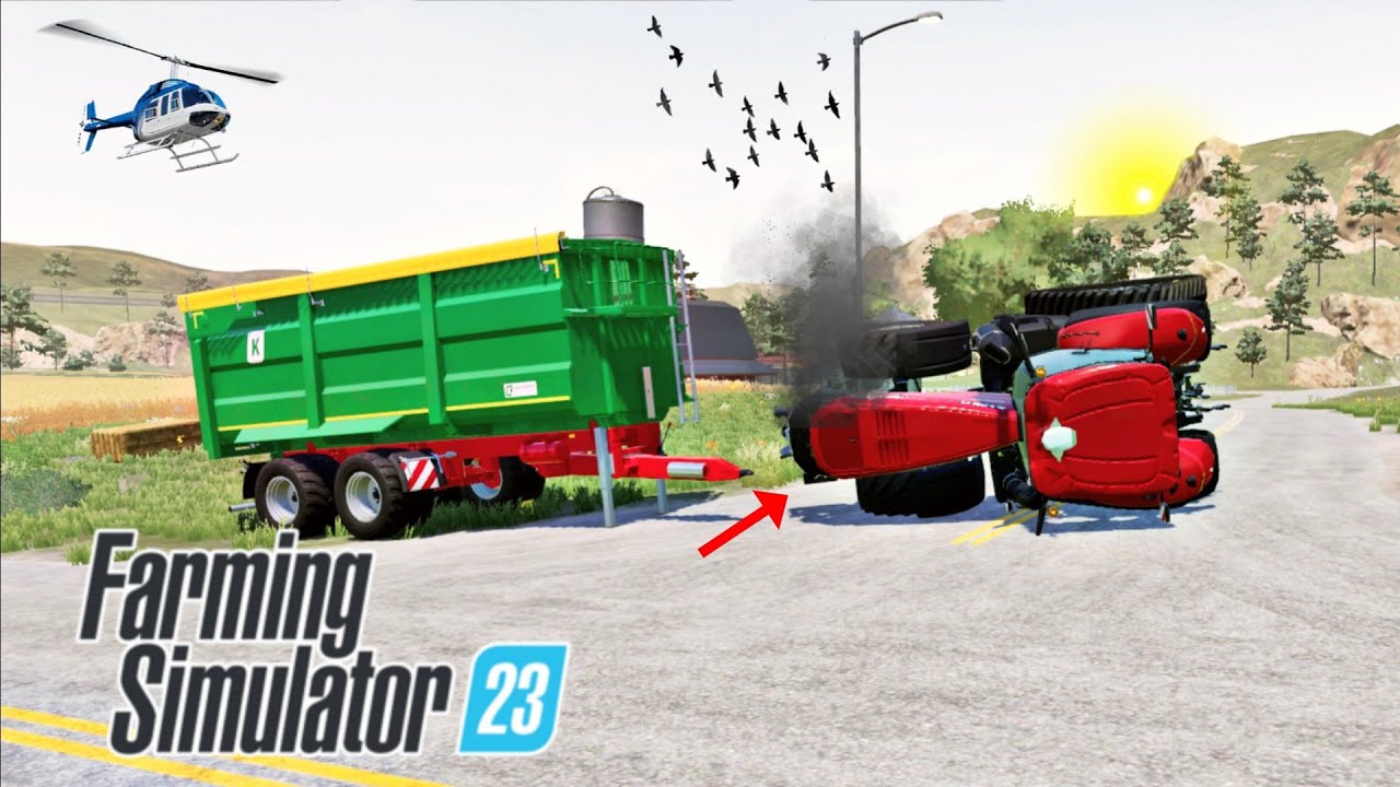 Big Tractor Crash With Trailer! 🚜💥 | Farming Simulator 23 Gameplay  #fs23 #fs20 #fs25 #fs18