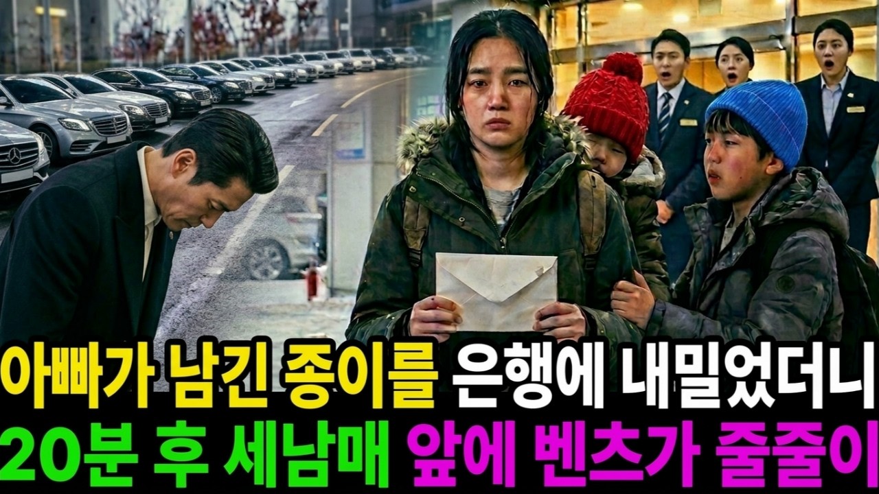 아빠가남긴 종이한장 은행에 내밀었더니 20분후 삼남매앞에 벤츠가 줄줄이 그리고 재벌회장이 울면서 인사하는데...