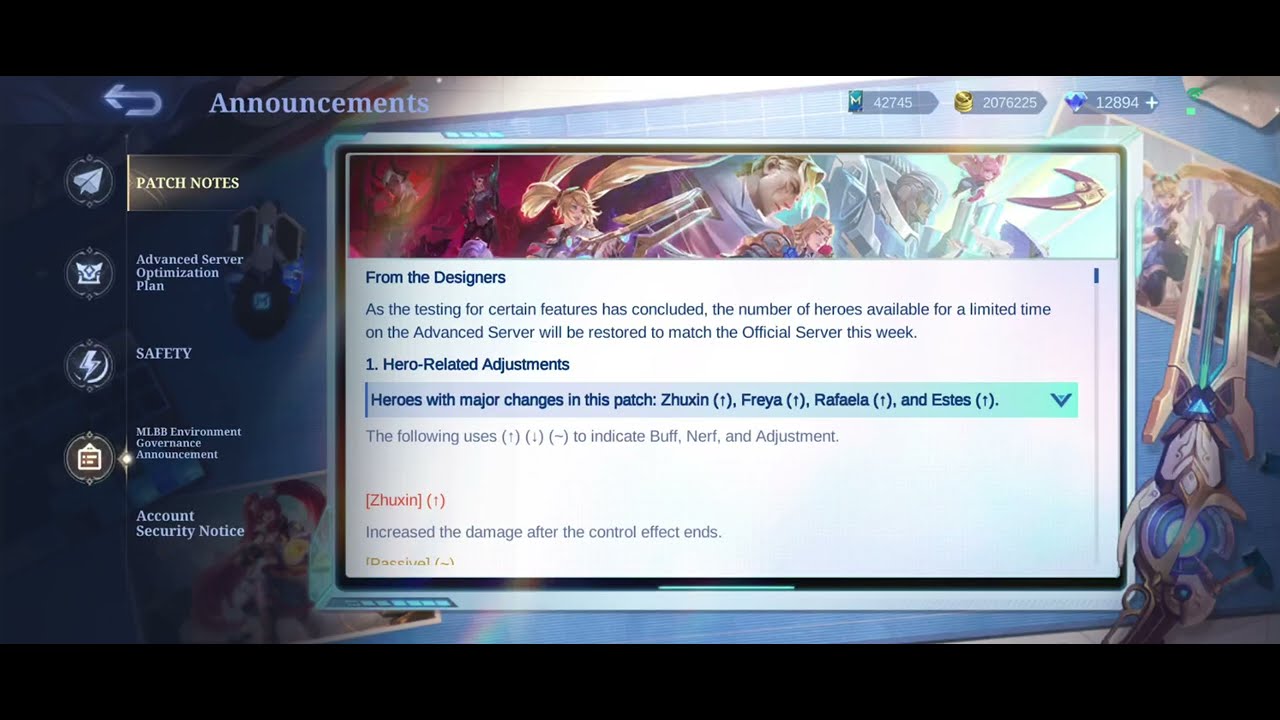 Zhuxin Lukas Haya Paquito Lolita Buff & Grock Gatot Nerf - Patch Notes 2.1.38 Advance Server MLBB