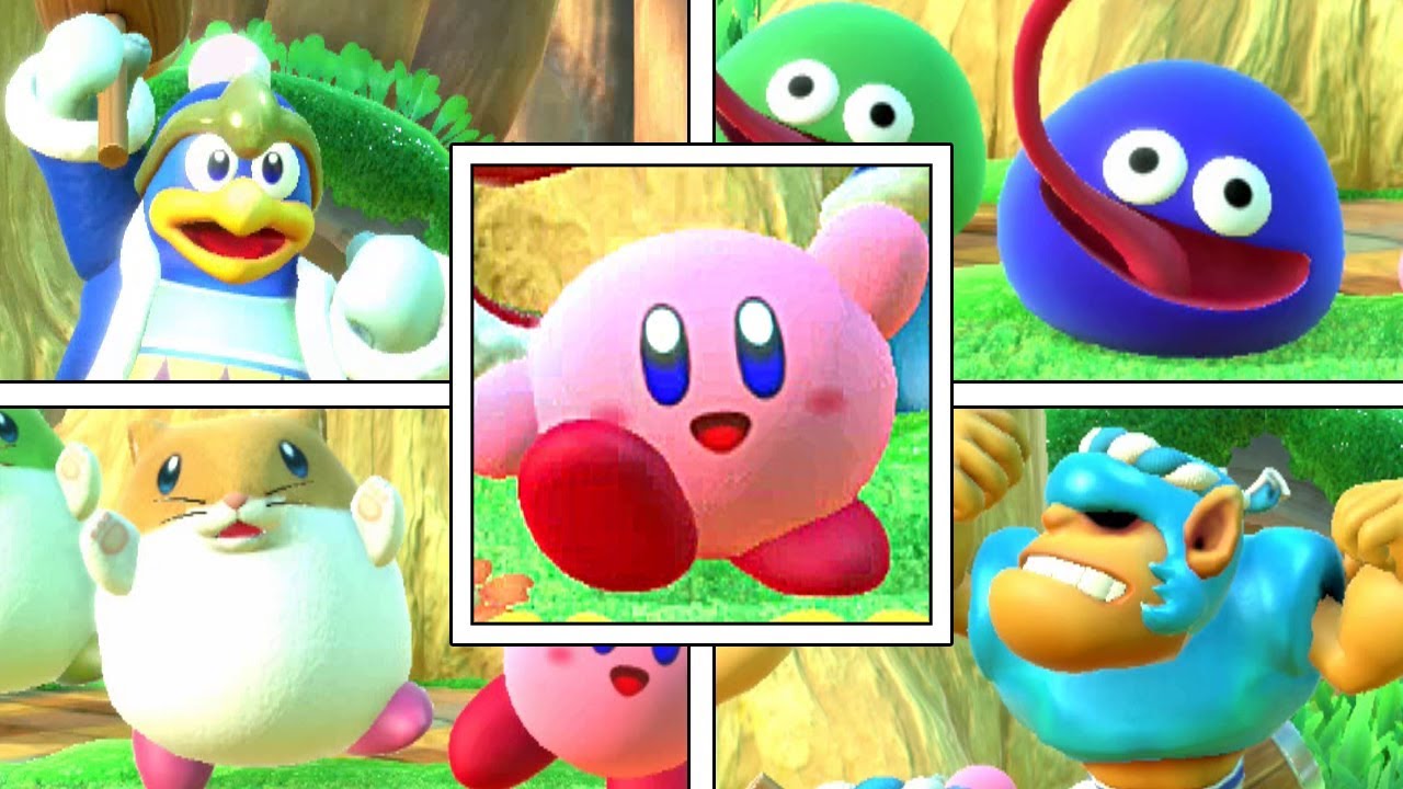 Kirby Star Allies: All Kirby & Friend's Victory Dance Animations